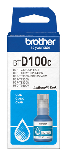 Botella de Tinta Brother Cian BTD100C, 48.8 ml, Inkbenefit Tank, Original