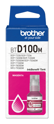 Botella de Tinta Brother BTD100M Magenta, 48.8 ml, Inkbenefit Tank, Original