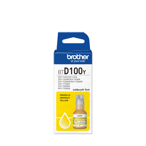 Botella de Tinta Brother Amarillo BTD100Y, 48.8 ml, Inkbenefit Tank, Original