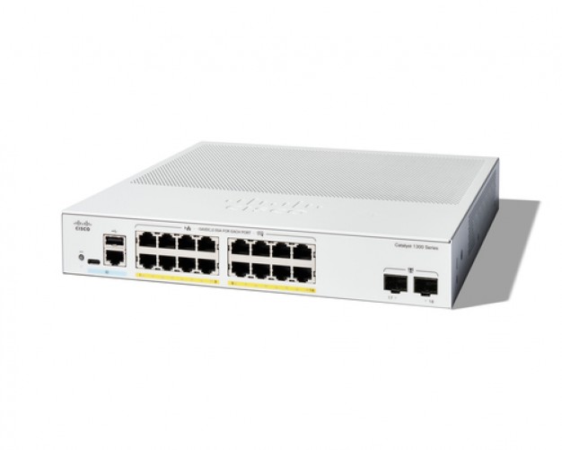 Switch Cisco C1300-16P-2G Gestionado, L2/L3, RJ-45 16, Gigabit Ethernet (10/100/1000), Blanco