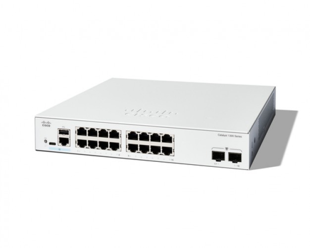 Switch Cisco C1300-16T-2G Gestionado, L2/L3, RJ-45 16, Gigabit Ethernet (10/100/1000), Blanco