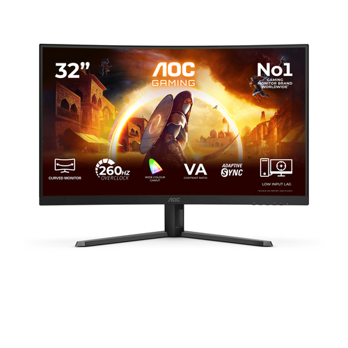 Monitor Gamer Curvo AOC C32G42ZE LED VA 31.5", 1920x1080 Full HD, 260Hz, HDMI/DP, Negro/rojo