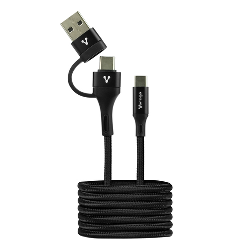 Cable USB Vorago Tipo A+c a Tipo C, 1m, Carga Rapida 60W Negro