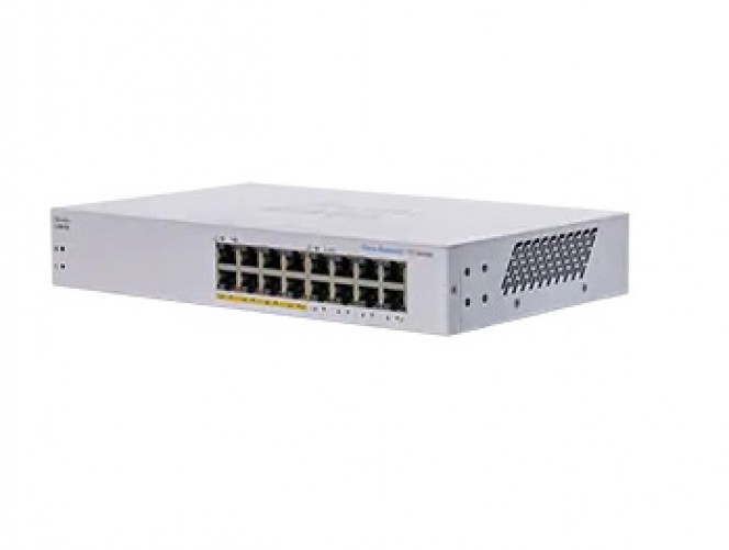Switch Cisco CBS110-16PP-NA No Administrado, Cantidad de Puertos 16, Gigabit Ethernet (10/100/1000), 32 Gbit/s, Gris