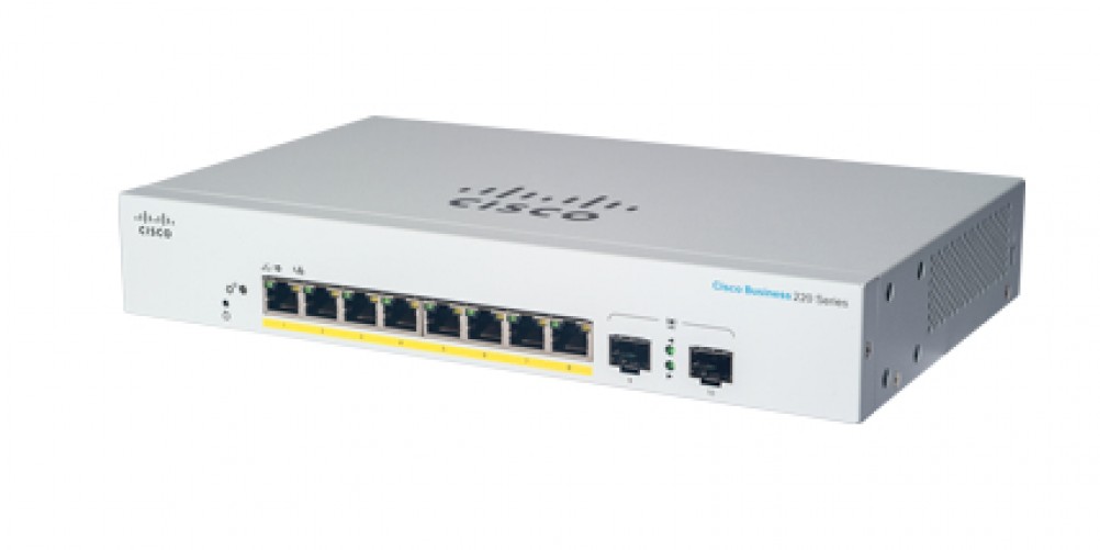 CBS220 Smart 8-port Ge Full PoE Ext Ps 2X1G SFP