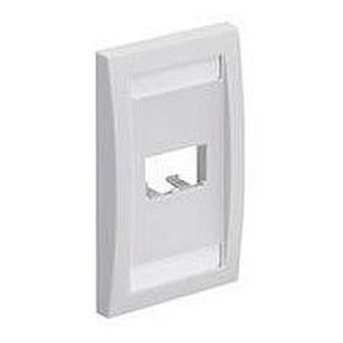 Placa de Pared Vertical Ejecutiva, Salida para 2 Puertos Mini-com, con Espacios para Etiquetas, Color Blanco Mate