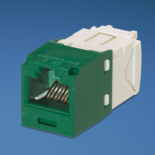 Conector Panduit UTP RJ-45 Minijack KAT6, Green/white Color Blanco