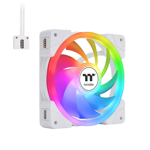 Kit 3 Ventiladores Thermaltake Swafan EX12 Snow, Argb, Conexion Magnetica, Aspas Reversibles, Blanco