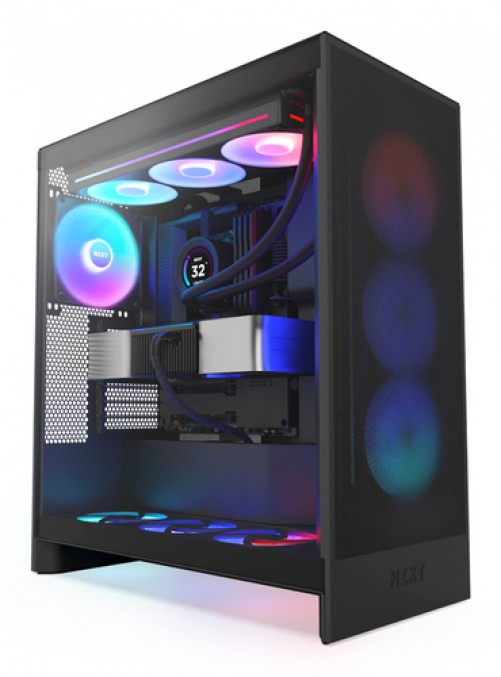 Gabinete Nzxt H7 Flow Midi Tower con Ventana, 3x Ventiladores 120mm RGB, Negro
