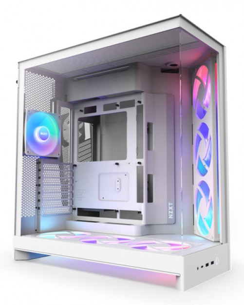 Gabinete Nzxt H9 Flow Rgb+, Midi Tower, E-ATX, ATX, Micro-ATX, Mini-itx, 3 Ventiladores, Blanco