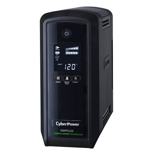 UPS Cyberpower CP1000PFCLCD, Capacidad 1000 VA, 600 Watts, Onda Senoidal Pura, 10 Contactos NEMA 5-15R, Pantalla LCD, Puertos USB.
