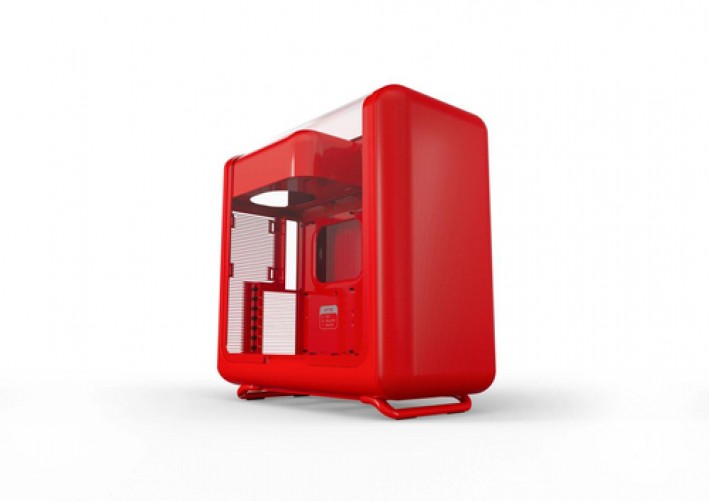 Gabinete Hyte X50 Mid Tower, Ventana Lateral Vidrio Templado, sin Fuente, Wild Cherry, Rojo