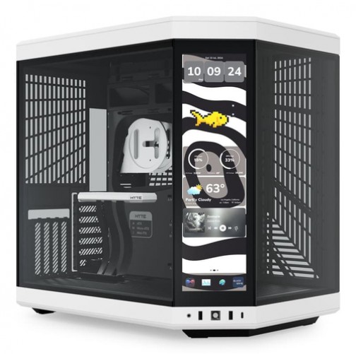 Gabinete Hyte Y70 Touch Infinite, Mid Tower, Dual Chamber, Pantalla LCD, Blanco/negro