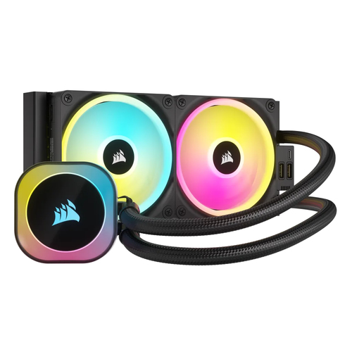 Sistema de Enfriamiento Liquido Corsair Icue Link H100I RGB, 240mm, Intel y AMD, 2400rpm, Negro