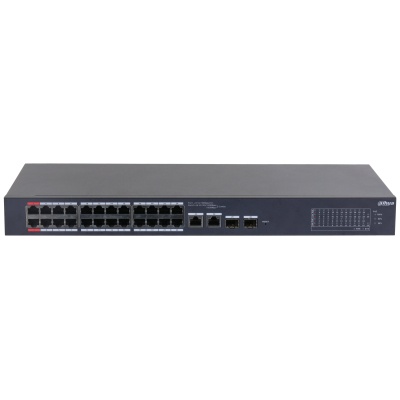 Switch PoE Dahua DH-CS4226-24ET-240-V2 - 26 Puertos/ 24 Puertos PoE 10 & 100/ 2ptos Uplink Ge + 2 Puertos SFP/ 2 Ptos PoE de Hasta 90W/ 240 Watts Totales/ Administrable en la Nube por Dolynk Care