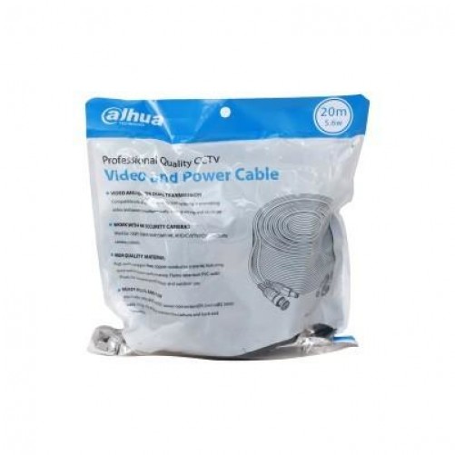 Cable de Video y Energia Dahua, 20m, Hasta 4K, Exterior e Interior, Ahd/cvi/tvi/cvbs, Negro