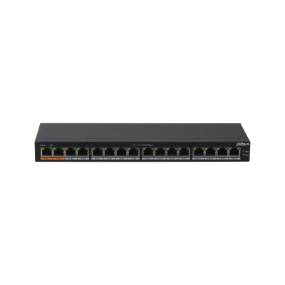 Switch Dahua Technology PoE PFS3016-16GT-190 No Administrado, L2, RJ-45 16, Gigabit Ethernet (10/100/1000), 1U, Negro