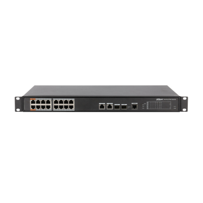 Switch Dahua Technology PFS4218-16ET-190 Gestionado, L2, RJ-45 16, Fast Ethernet (10/100), 16 PoE, 1U, Negro