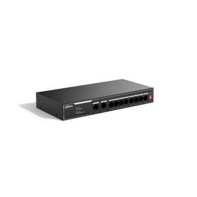 Switch Dahua Technology PoE SF1010LP No Administrado, L2, RJ-45 10, Fast Ethernet (10/100), 8 PoE, Negro