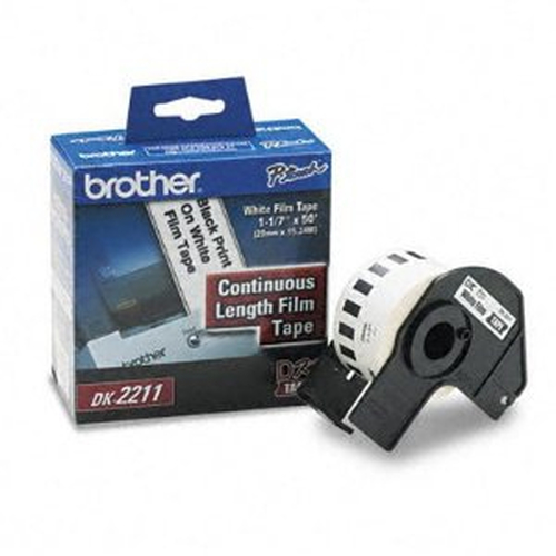 Etiqueta Blanca Pla?stica Continua No Laminada Brother DK2211 de 29 mm de Ancho X 15.2 m de Largo. Impresia?n en Negro. QL800 / QL810W / QL1110NWB.