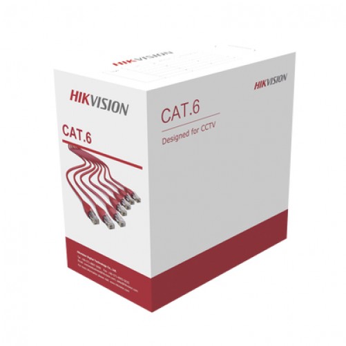 Bobina de Cable UTP Hikvision, 305 Metros, Cat6, Interior, para Redes y Video, Blanco