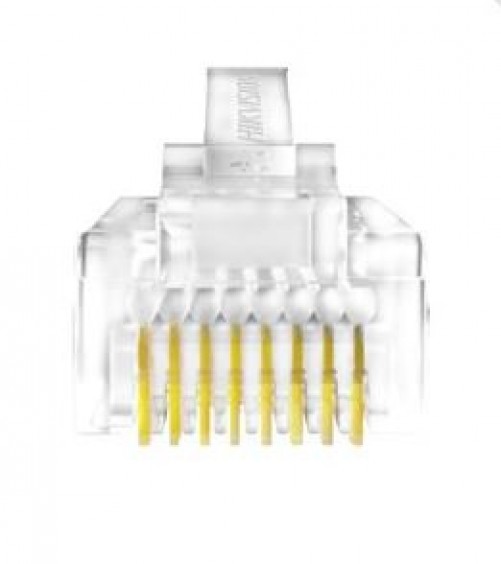 Bote Plug Modular Hikvision RJ45 Cat6, Chapado Oro 30 Micras, Interior, 100 Pzas