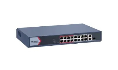 Switch Hikvision DS-3E1318P-EI/M Gestionado, RJ-45 16, Fast Ethernet (10/100), 16 PoE, Gris