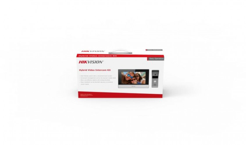 Kit Videoportero Hikvision Hibrido, Touch, Wi-fi, Altavoz, Apertura de Puerta, IP65