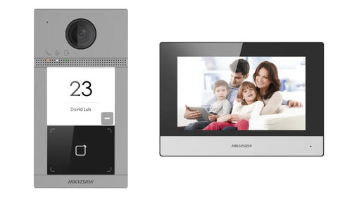 Videoportero Hikvision Ds-KIS604-p(c) Inalambrico y Alambrico, Negro, Plata