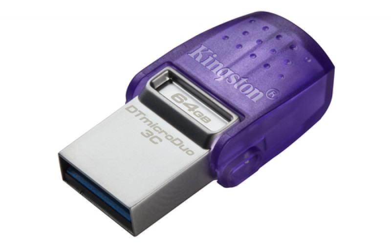 Memoria USB Kingston Datatraveler Microduo 3C, 64GB, USB 3.0 A/c, Morado