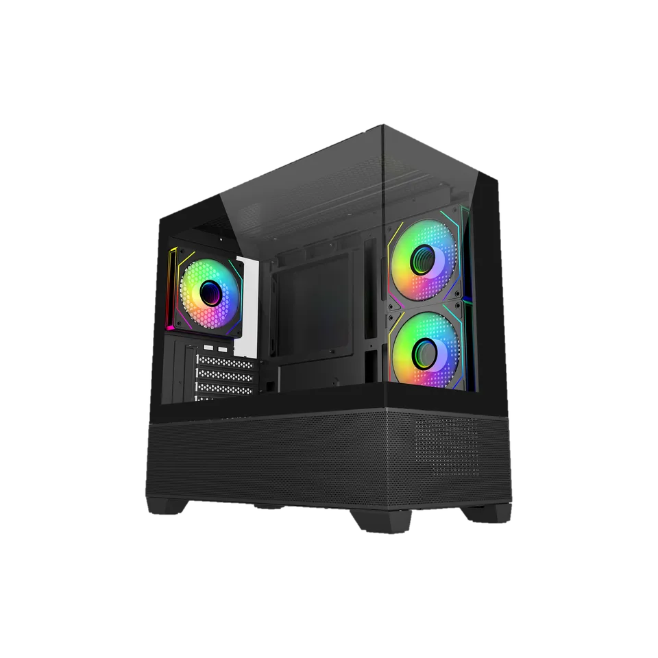 Gabinete Cooler Master Elite 490, Micro ATX/itx, Cristal Templado, 3x Ventiladores, Negro