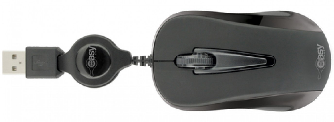 Mouse óptico Easy Line EL-993346, Retráctil, Resolución 1000dpi, Negro