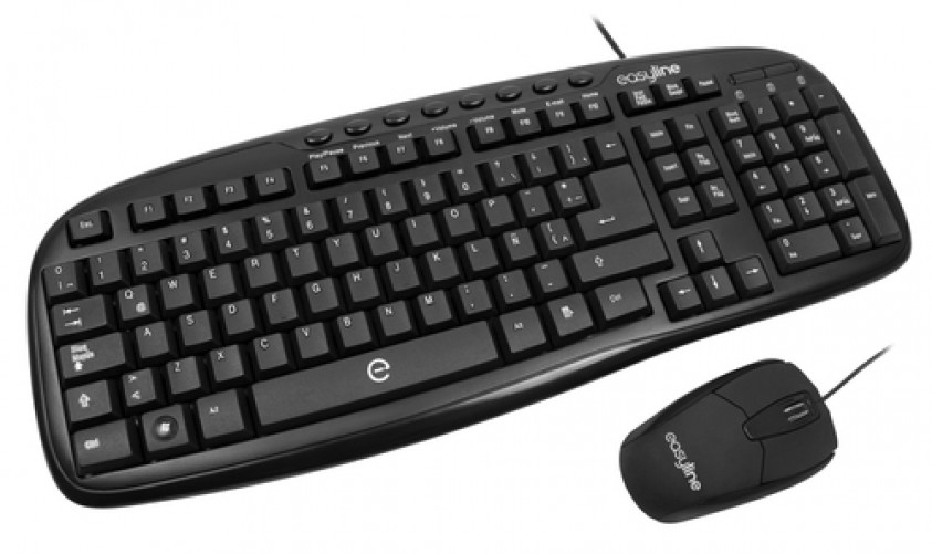 Kit de Teclado y Mouse USB Easy Line Balance EL-993391, 8 Teclas Multimedia, Resolución 1000dpi, Color Negro