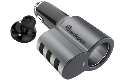 Combo Cargador de Carro Blackpcs EPI053BT-BL, 3 Puertos USB, Manos Libres Bluetooth, Inserción Magnetica Carcasa de Aluminio Anti-oxido, Color Negro