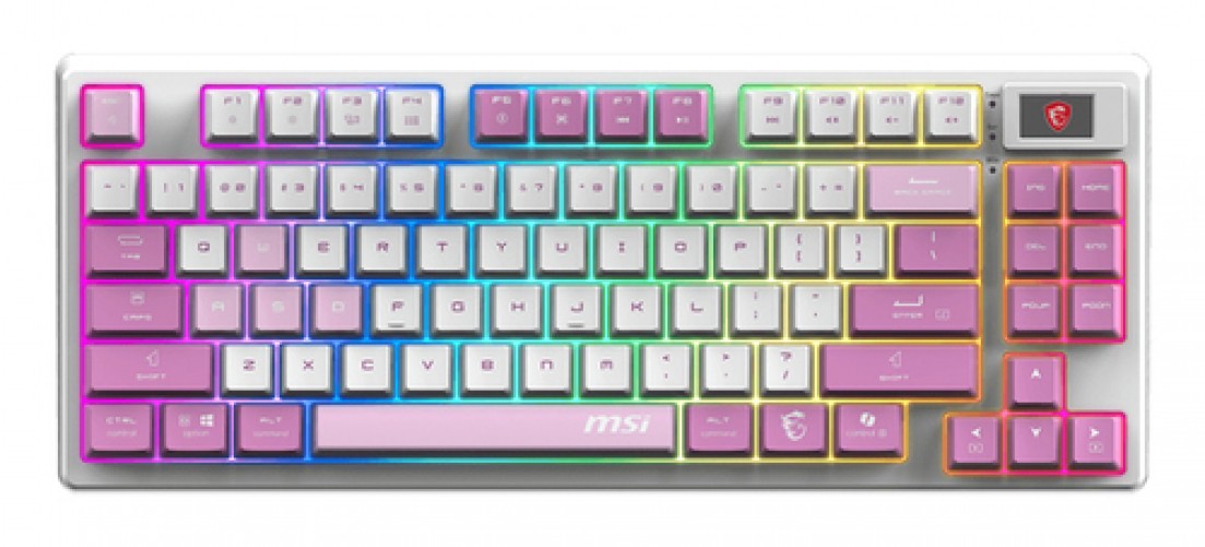 Teclado MSI Forge GK600 Tkl Wireless, Inalambrico, USB/bluetooth, Mecanico, LED RGB, Ingles, Violeta/rosa