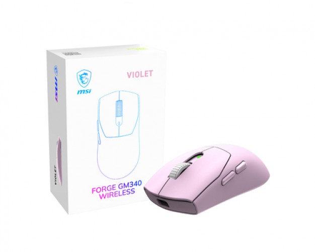 Mouse Gamer MSI Forge GM340 Wireless, Inalambrico, Optico, 12.000dpi, Morado
