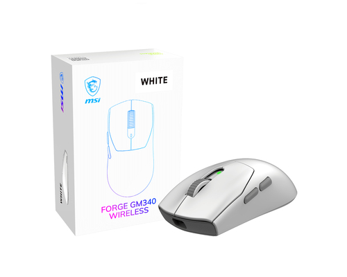 Mouse Gamer MSI Forge GM340 Wireless, Inalambrico, Optico, 12.000dpi, Blanco