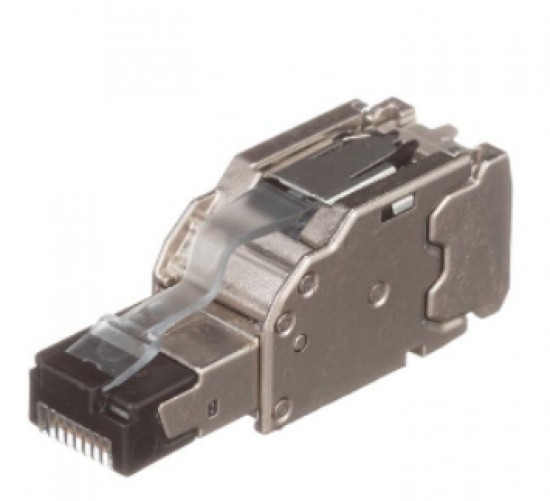 Plug RJ45 Blindado, Instalacia³n Recta, Terminacia³n en Campo Certificable, Compatible con Cat5e, Cat6 y Cat6A, Color Plata