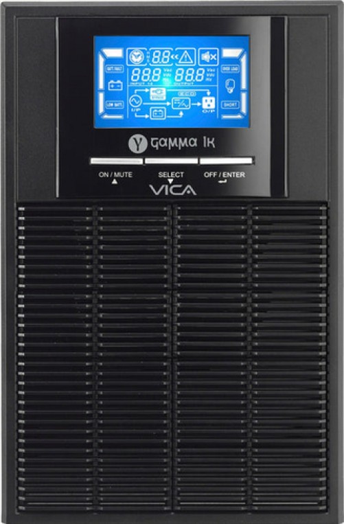 No Break Vica Gamma 1K 1 kVA / 900 W, Entrada 145 V, 3 Salidas AC, Negro