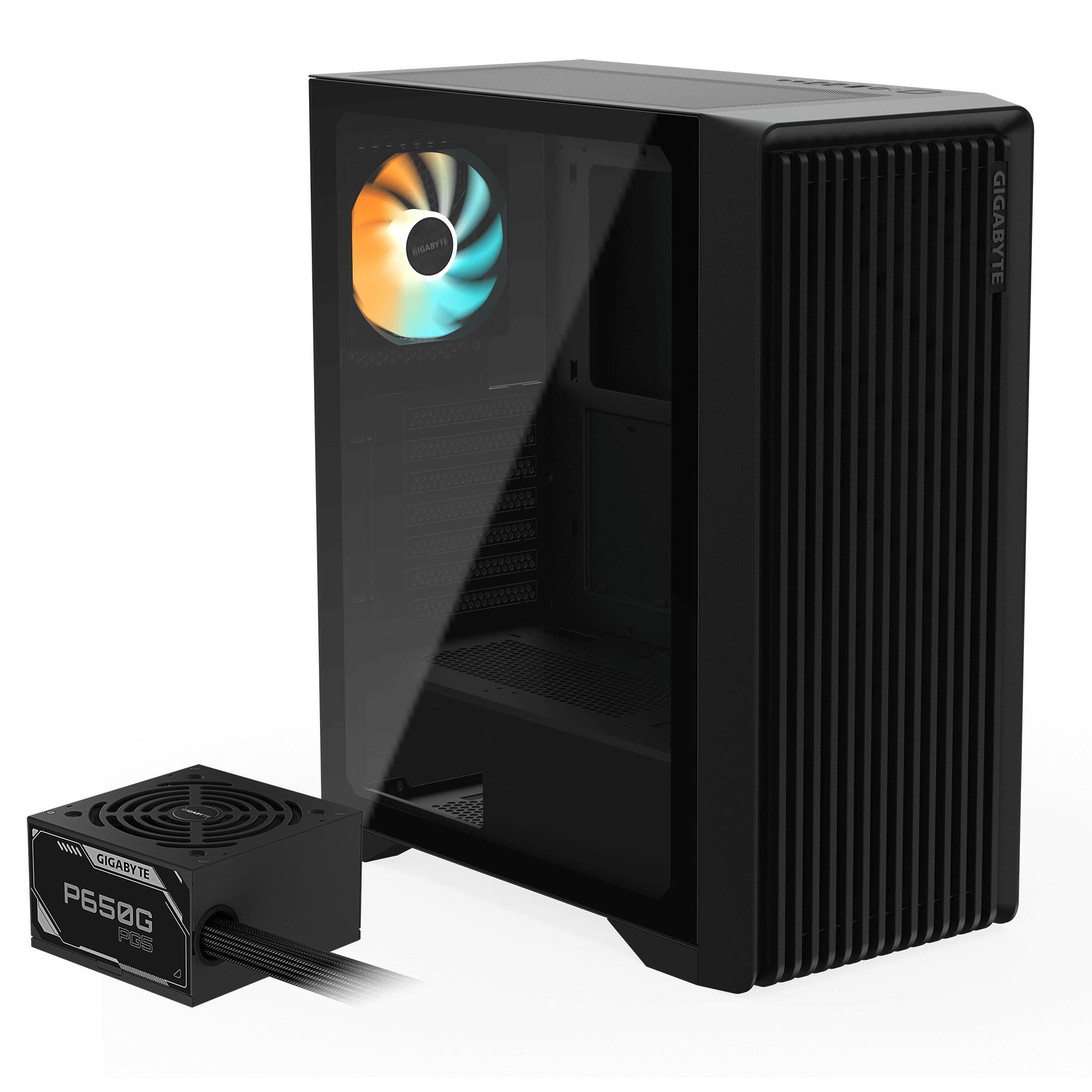Gabinete Gigabyte C103 Glass PSU, Midi-tower, ATX/mini-itx, Panel Templado, Fuente de 650W Gold, Negro