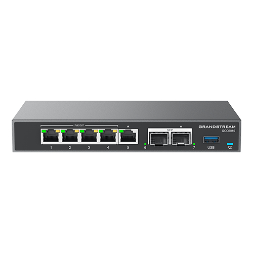 Router Grandstream GCC6010 / Dispositivo 4 en 1, Conmutador IP, Firewall, Ruteador VPN, Switch Gigabit de 5 Puertos, 4xpoe, 2xsfp