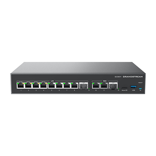 Router Grandstream GCC6011 / 4 en 1: Firewall, Router, Pbx IP, Switch 10 Puertos Gigabit (4 PoE) + 2 Puertos SFP 2.5 Gigabit