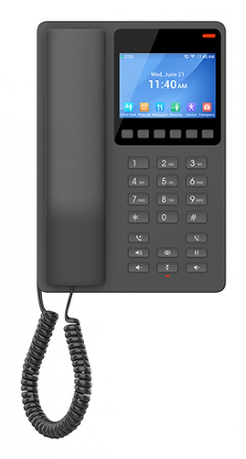 Tela‰fono IP Grandstream GHP631W / Tela‰fono WiFi Hotelero con Pantalla LCD a Color, 2 Laneas Sip con 2 Cuentas, Codec Opus, IPV4/IPV6, Color Negro, con Gestia“n en la Nube Gdms