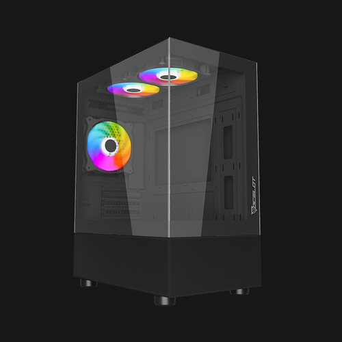 Gabinete Ocelot Gaming Glass EN6 PSU No, Vent. 1x 120 mm, Negro