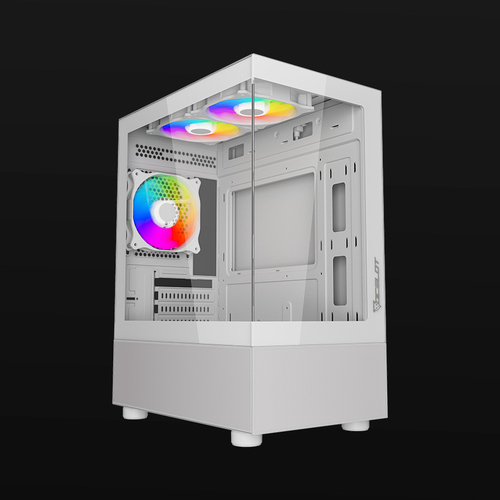 Gabinete Ocelot Gaming Glass EW7 PSU No, Vent. 1x 120 mm, Blanco
