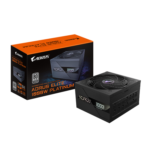 Fuente de Poder Gigabyte Aorus Elite P1000 W, GP-AE1000PM PG5, 1000 Watts, Certificacion 80 Plus Platinum, PCIe 5.0, Totalmente Modular.