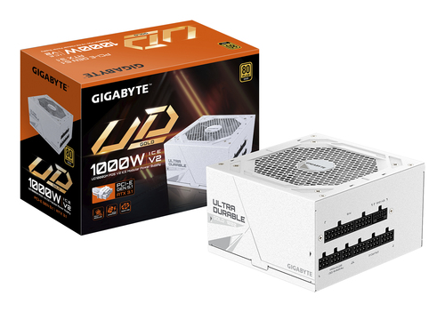 Fuente de Poder Gigabyte UD1000GM PG5 V2 Ice 1000 W, ATX 3.1, 80 Plus Gold, Fully-modular