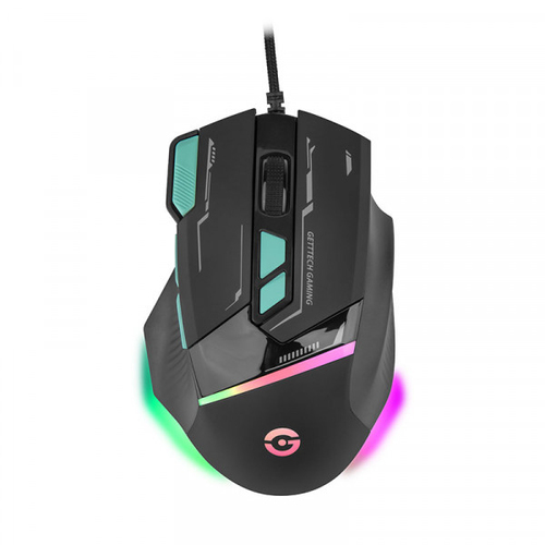 Mouse Getttech GPM-RGBWR-G1-BK 8 Botones, 7200 dpi, USB Tipo A, Negro