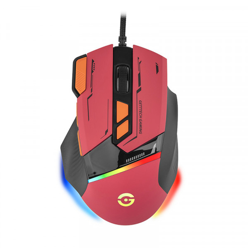 Mouse Getttech GPM-RGBWR-G1-RD 8 Botones, 7200 dpi, USB Tipo A, Naranja, Rojo