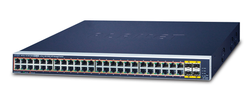 Switch Planet GS-4210-48P4S Gestionado, L2/L4, RJ-45 48, Gigabit Ethernet (10/100/1000), (PoE +) 48, 1U, Azul